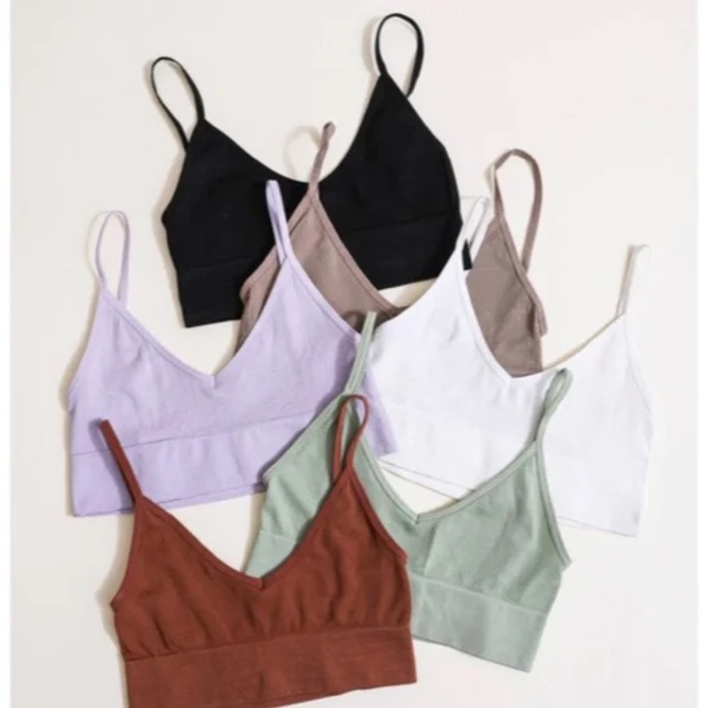 Black Chocolate Lilac White Sage Mocha Low Back Seamless Solid Bralette Womens - Picture 1 of 10